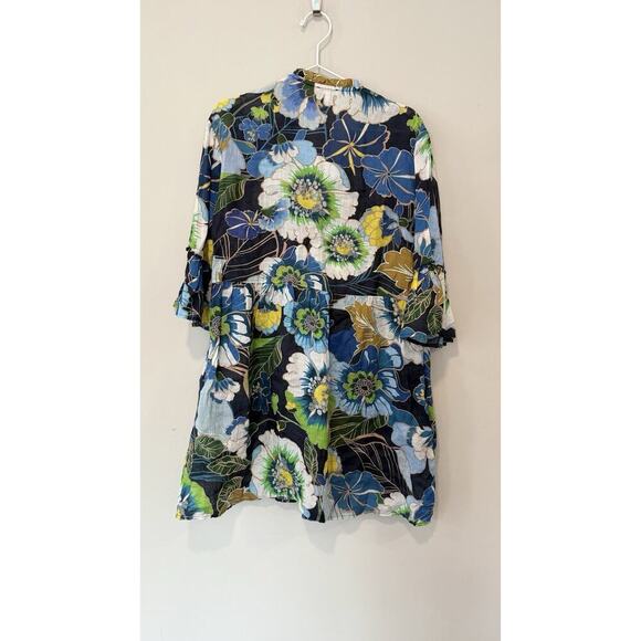 Johnny Was Ciro boho dress in Pullover Linen Dress Cover Up Blue Size Small 1787 - Picture 9 of 14